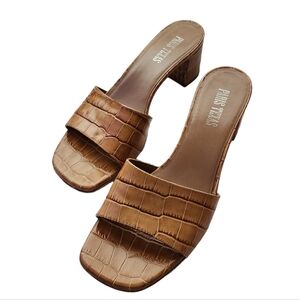 PARIS TEXAS Slip on slide‎ sandals in brown / hickory size 39